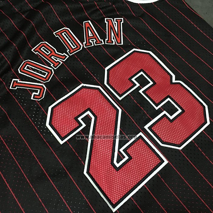 Camiseta Chicago Bulls Michael Jordan NO 23 Hardwood Classics Throwback 1997-98 Negro